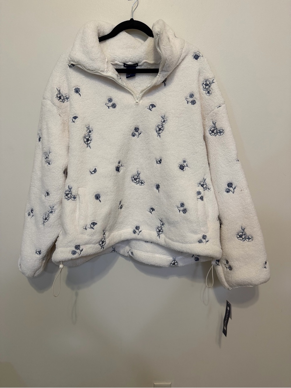 Architect White Floral Sherpa Half-Zip Pullover